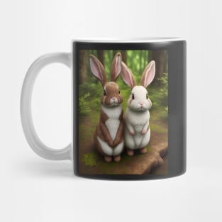 Naughty bunnies in forest! Mug